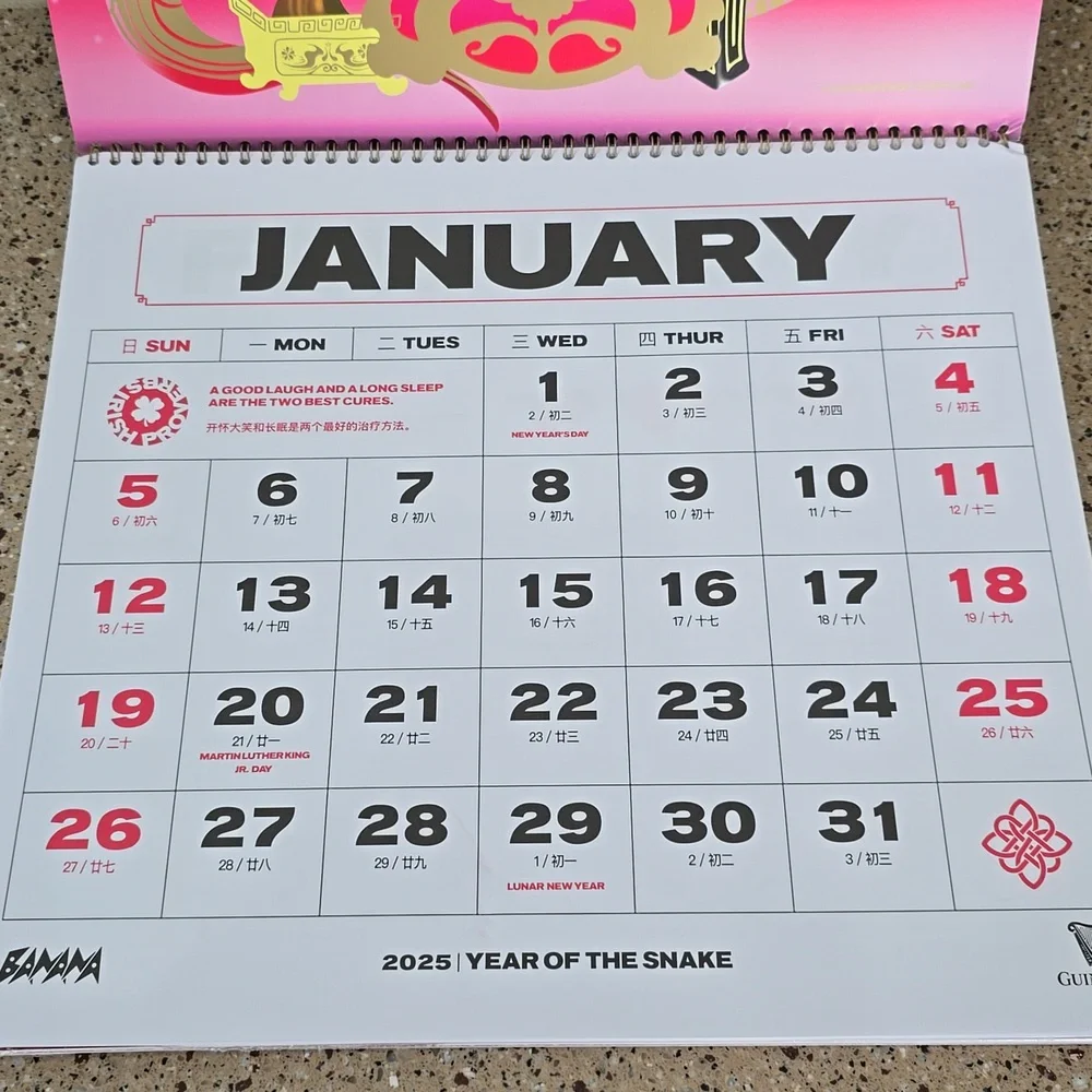 Guinness 2025 Calendar - Red and Gold